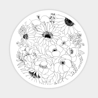 flowers arrangement line drawing  2 Magnet